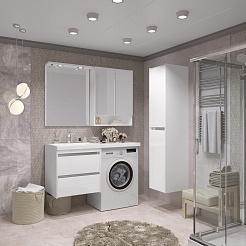Opadiris Мебель для ванной Фреш 120 L под стиральную машину подвесная белая – фотография-2